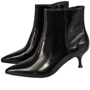 Rachel Zoe Glossy Black Ankle Booties